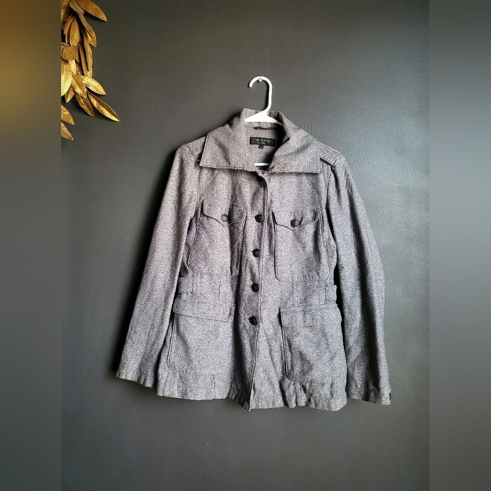 Vintage Rag & Bone Gray Black Utility Military Jacket Sz 8 Cotton